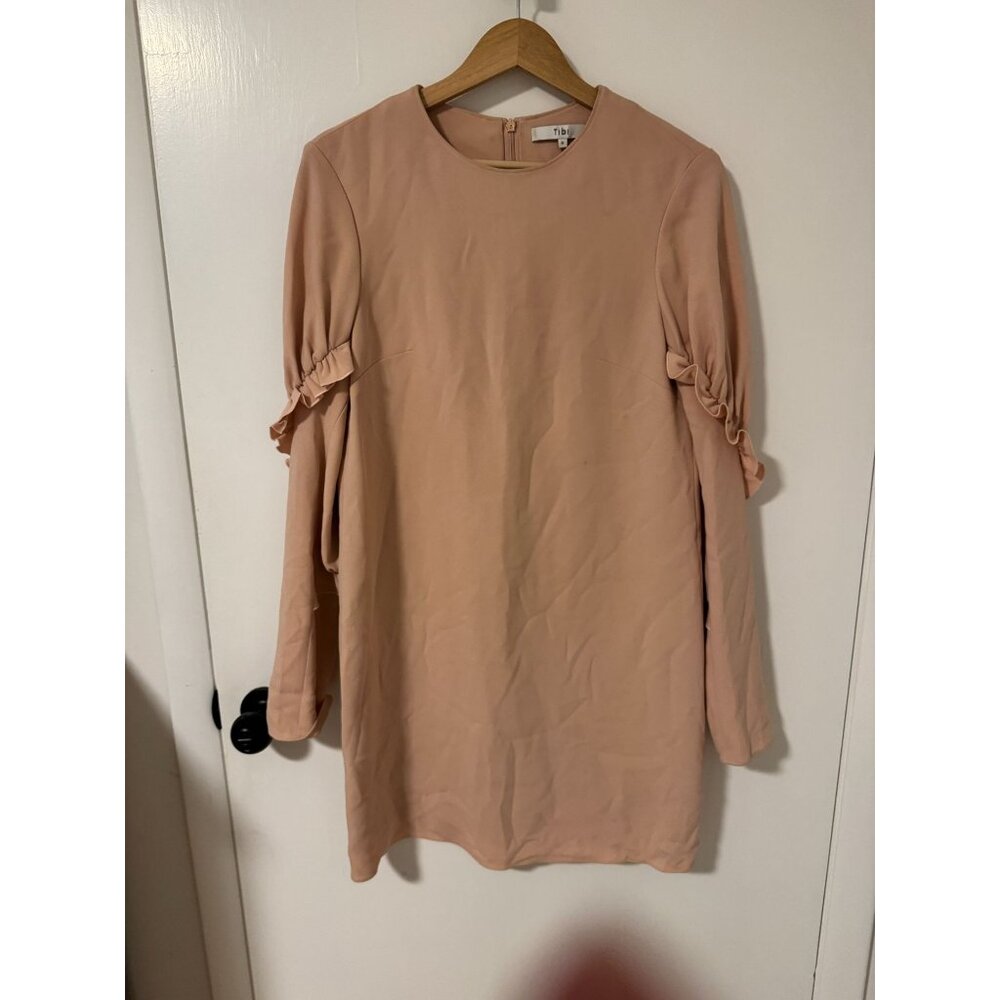 Tibi Womens Blush Pink Long Sleeve Dress With Ruffle Details & Back Zipper Size
